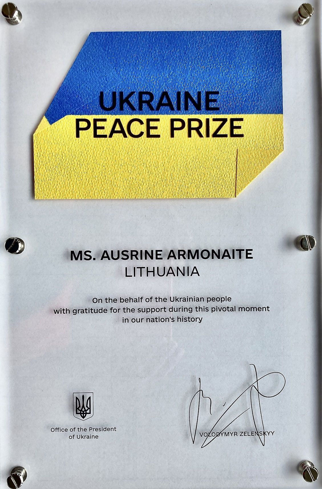 Ukrainos prezidento Volodymyro Zelenskio apdovanojimas